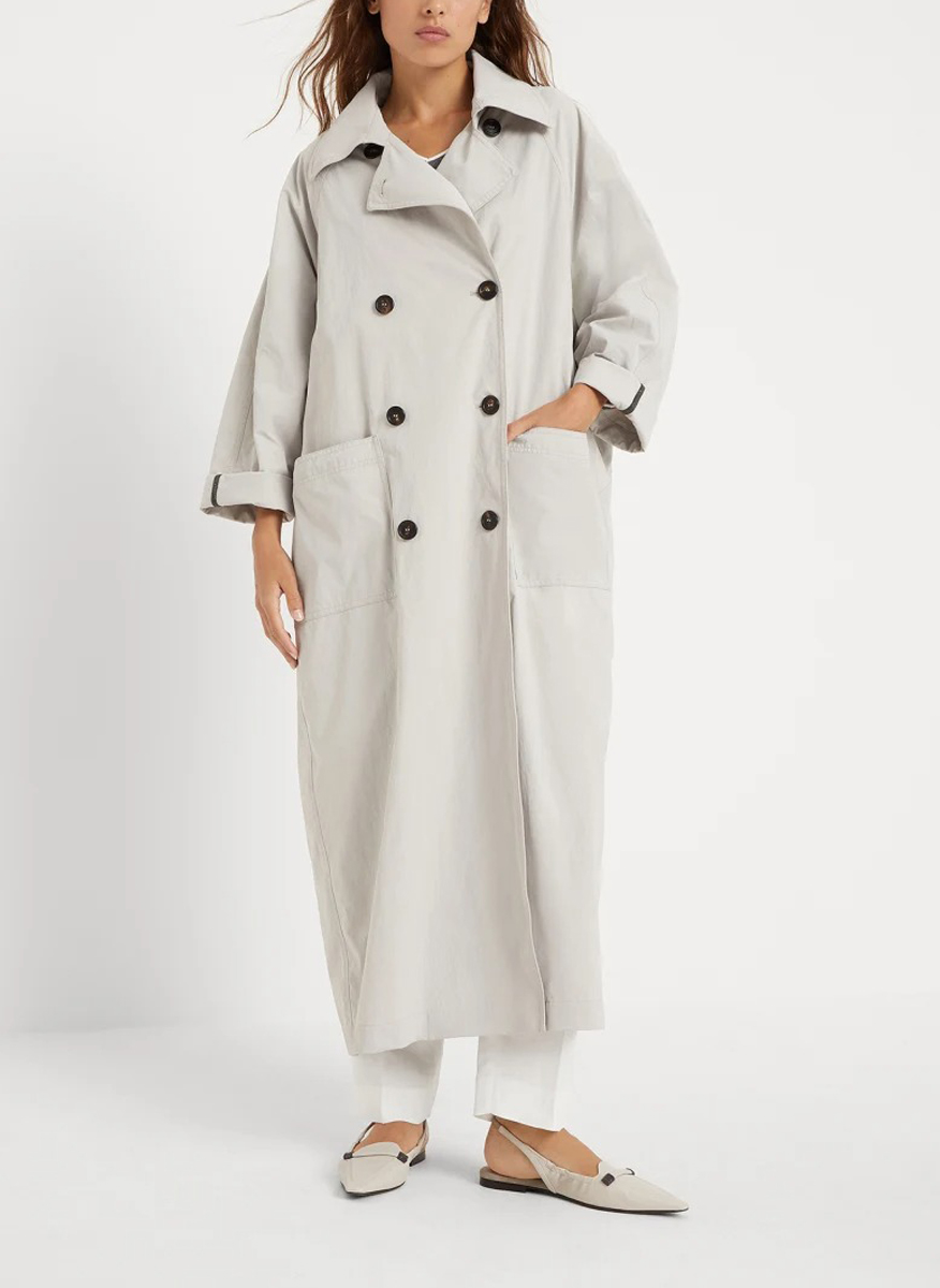 Oversized тренчкот с монили Brunello Cucinelli