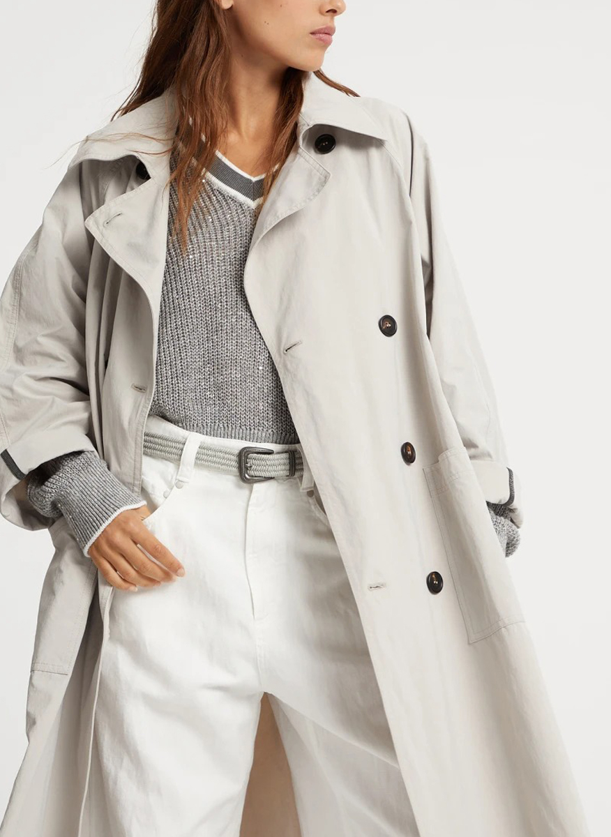 Oversized тренчкот с монили Brunello Cucinelli