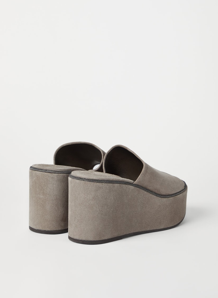 Велурени чехли на платформа 'Precious Welt' Brunello Cucinelli