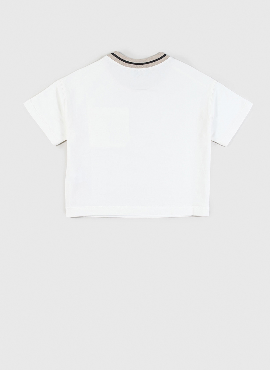 Тишърт с апликиран джоб Brunello Cucinelli Kids 12