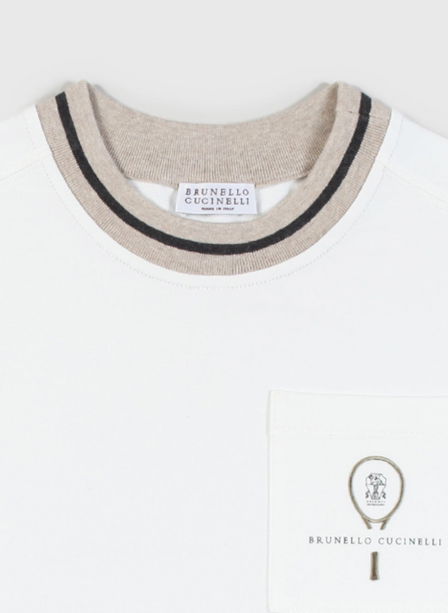 Тишърт с апликиран джоб Brunello Cucinelli Kids 12