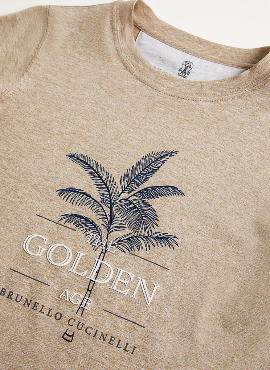 Тишърт с лен 'The Golden Age' Brunello Cucinelli Kids 12