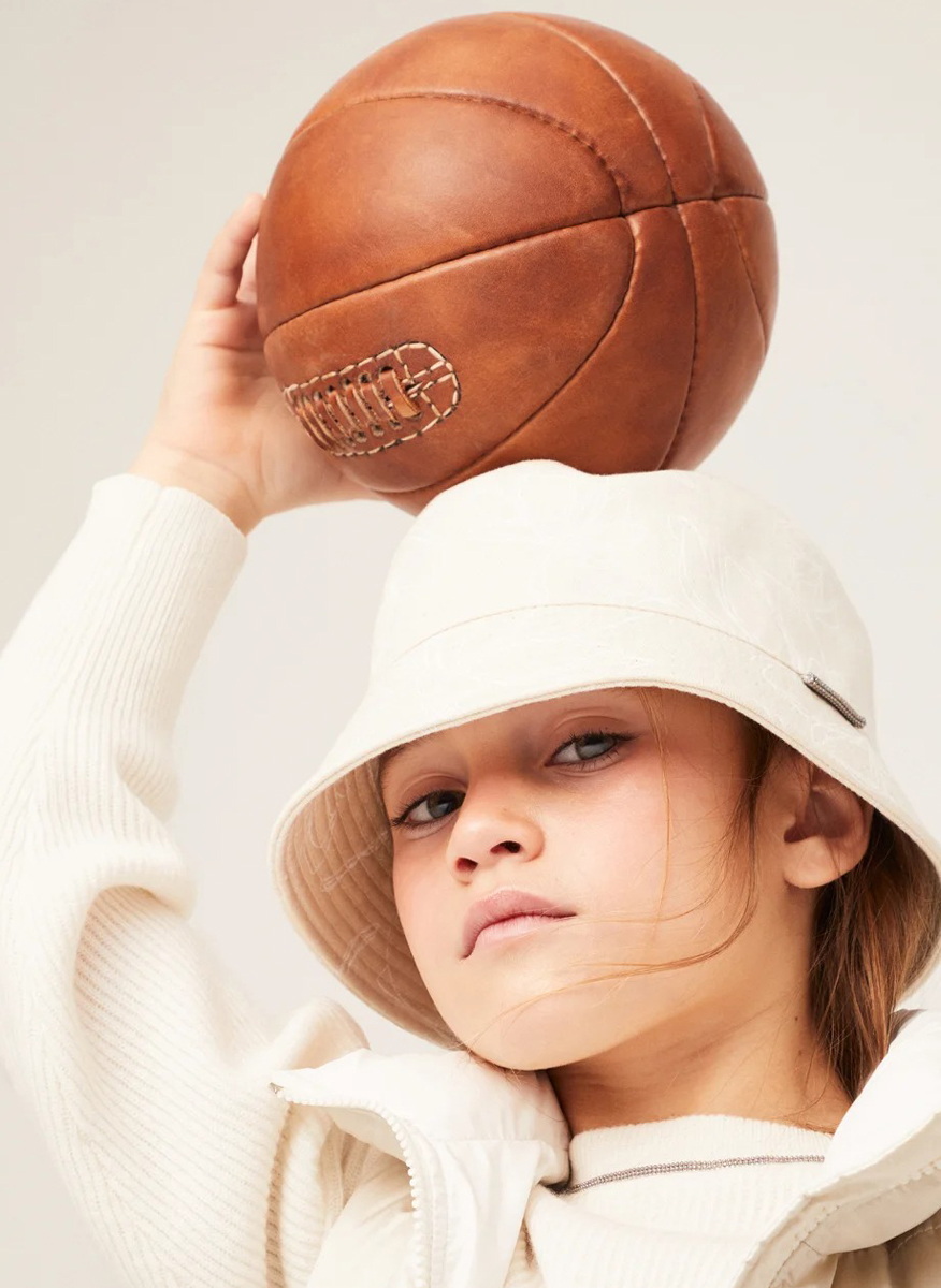 Шапка от деним с монили Brunello Cucinelli Kids S