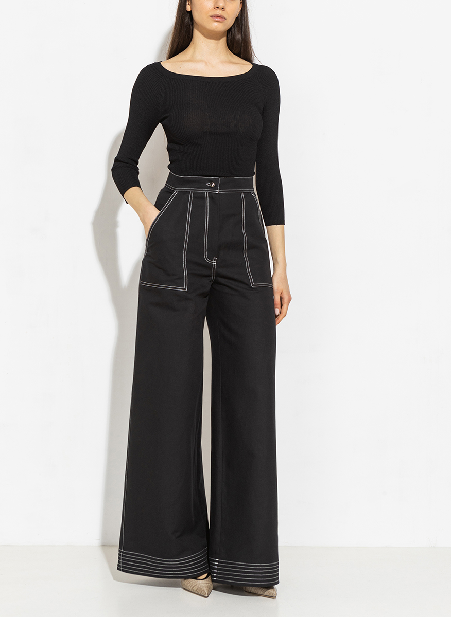 Панталон с контрастен шев Max Mara Oboli