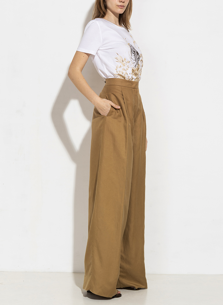 Wide trousers in silk and linen Max Mara Colonia