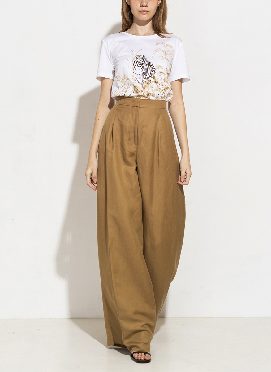 Wide trousers in silk and linen Max Mara Colonia