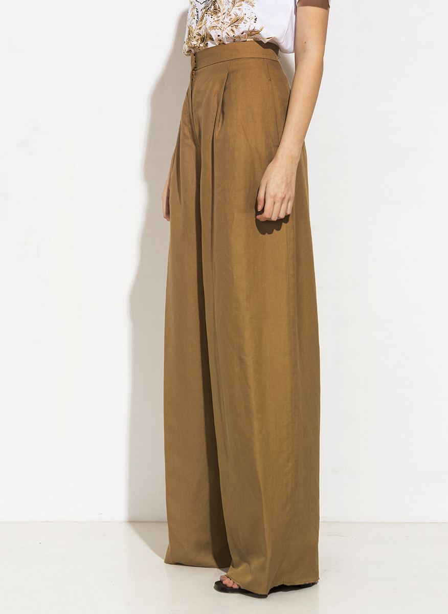 Wide trousers in silk and linen Max Mara Colonia