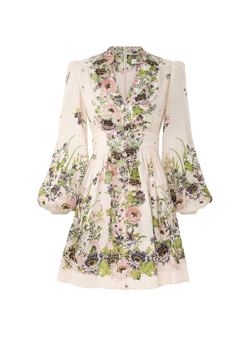 Halliday Plunge Linen Dress Zimmermann