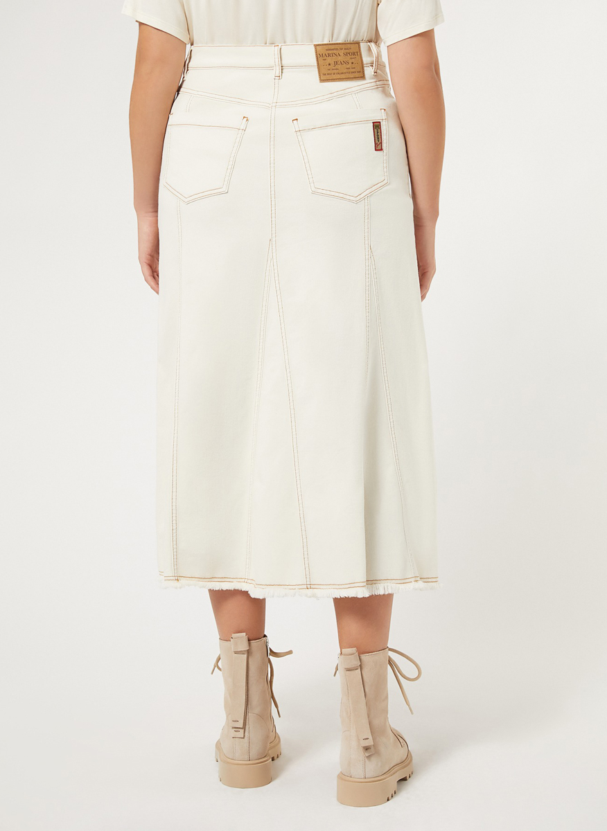 Marina Rinaldi Samuele denim skirt with fringes