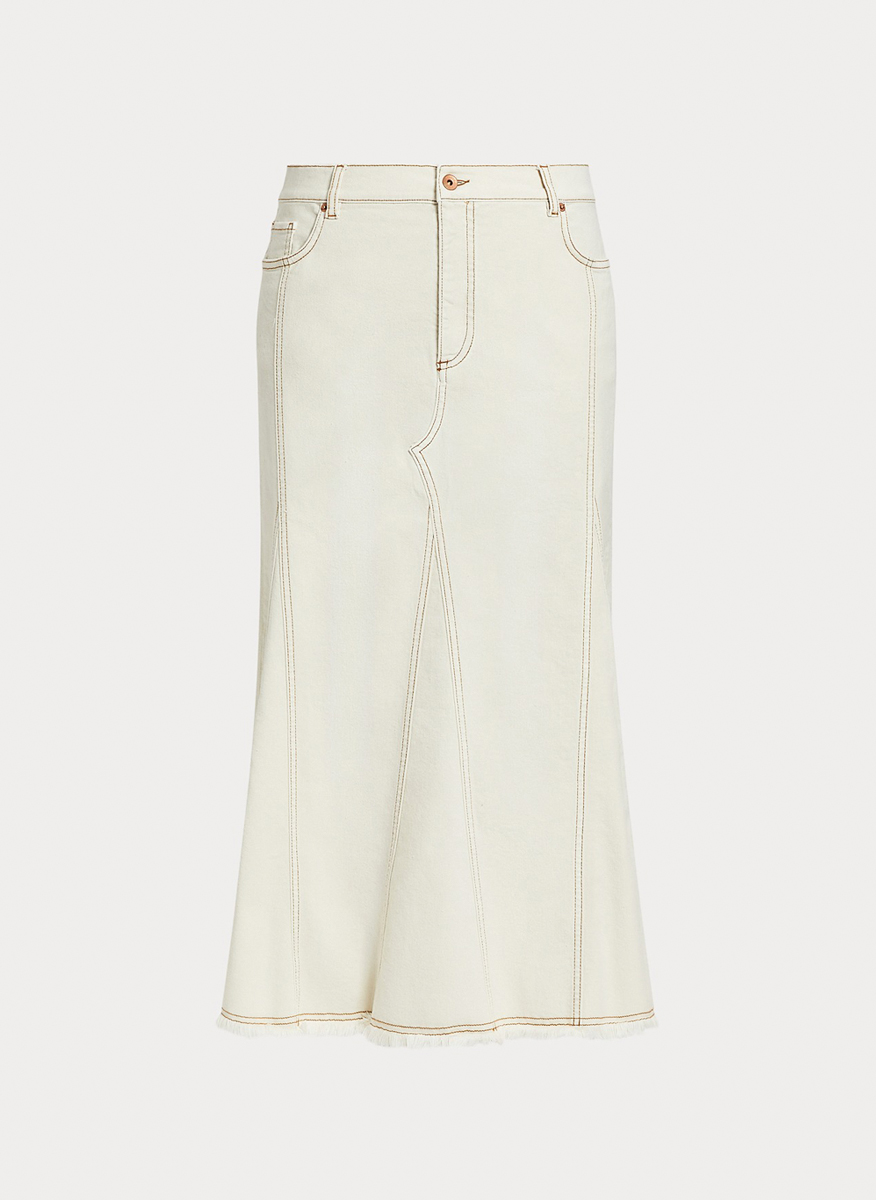 Marina Rinaldi Samuele denim skirt with fringes