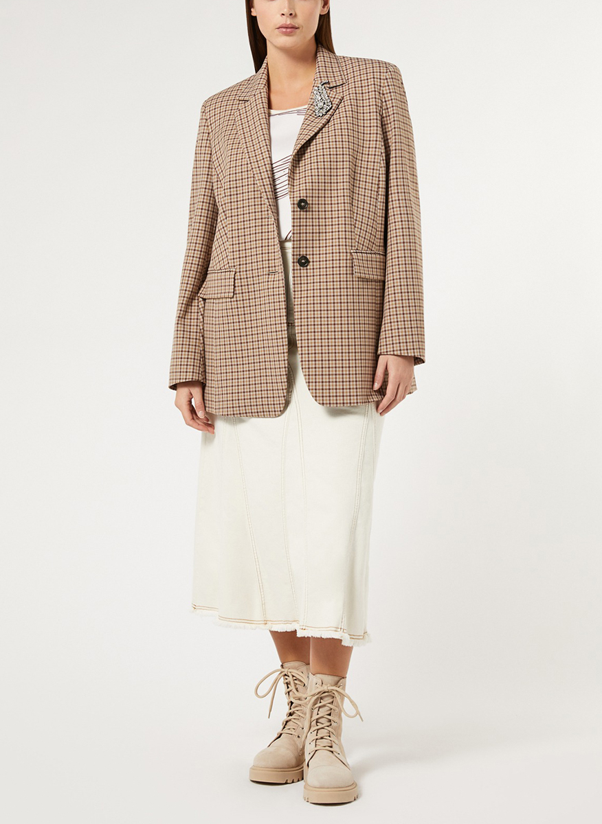 Marina Rinaldi Samuele denim skirt with fringes