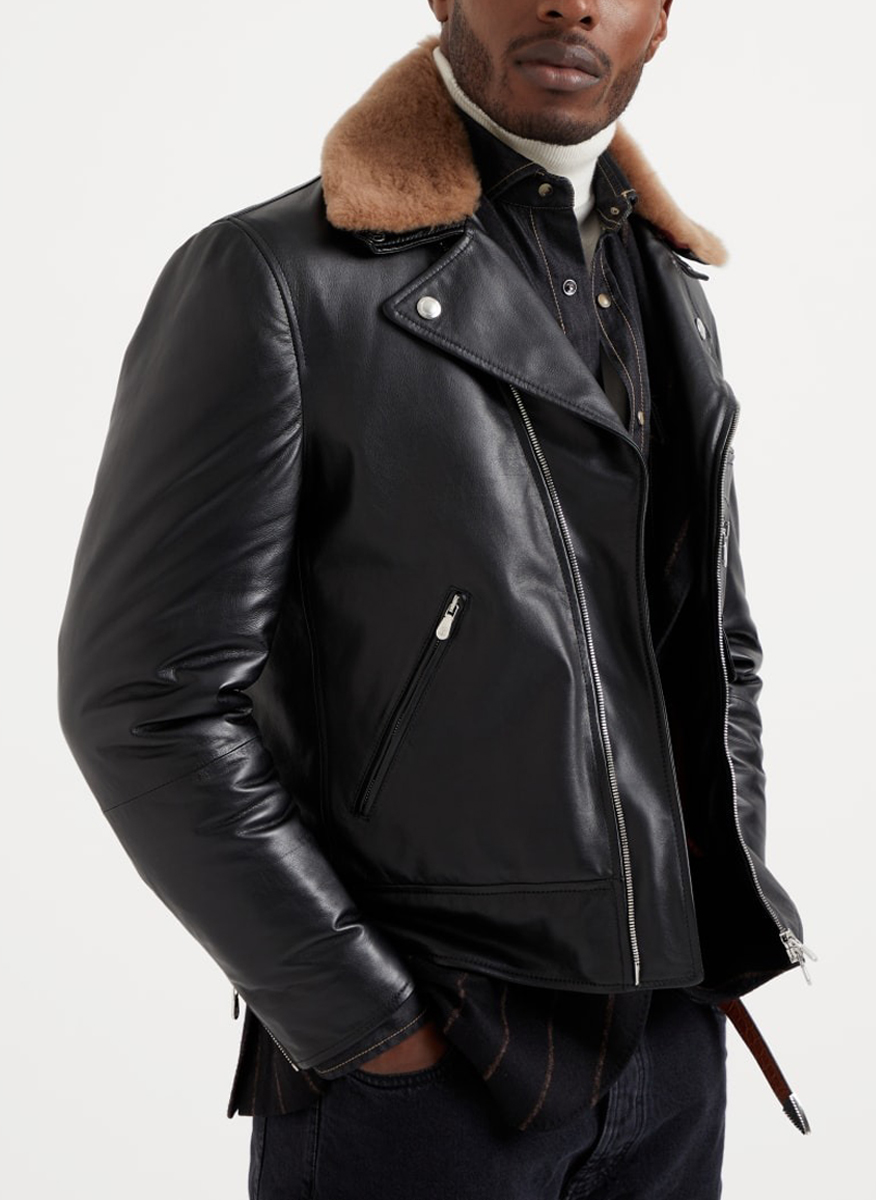 Brunello Cucinelli leather biker jacket