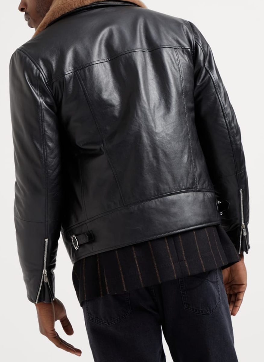 Brunello Cucinelli leather biker jacket