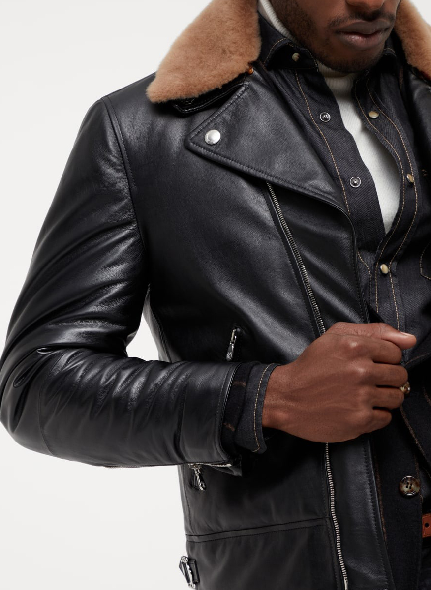 Brunello Cucinelli leather biker jacket