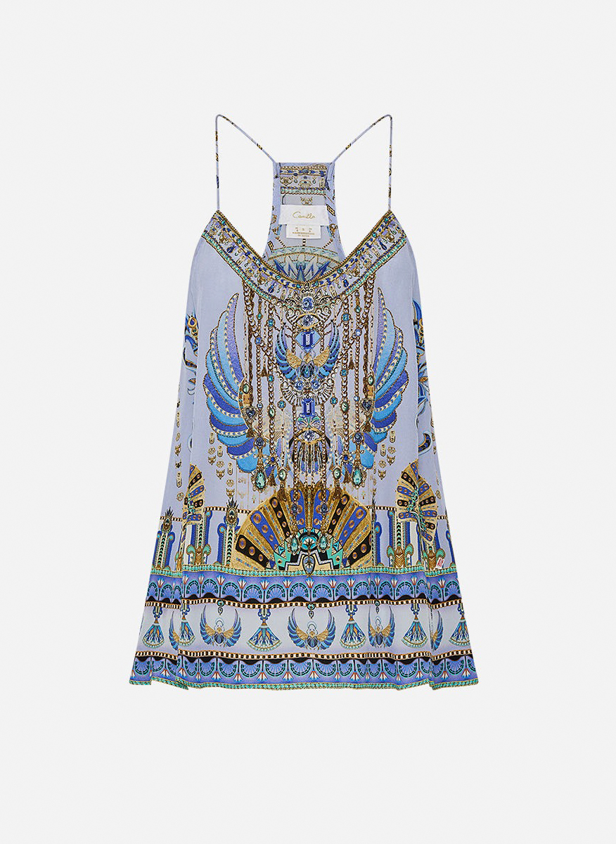 Camilla 'Under Scarab Skies' silk top