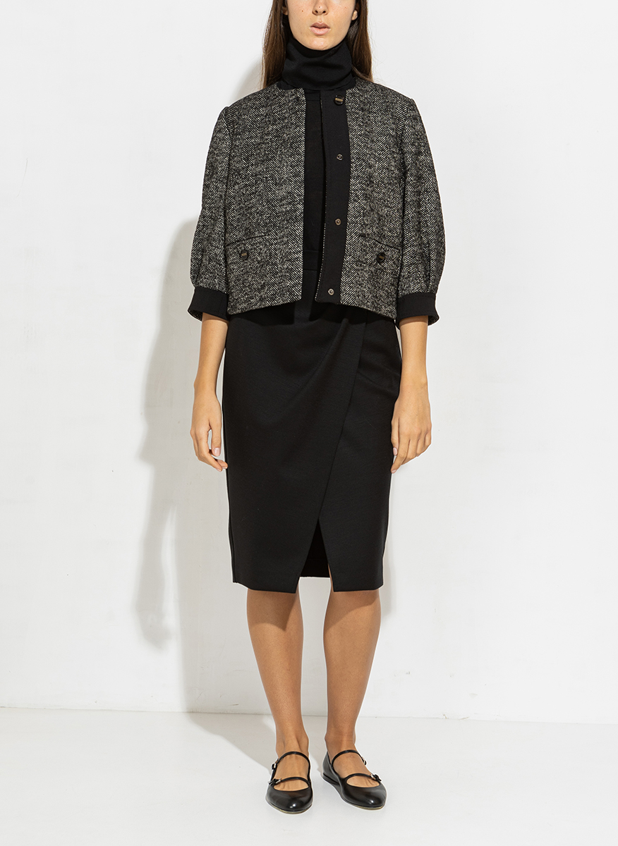 Max Mara Gattini cropped jacket in chevron wool