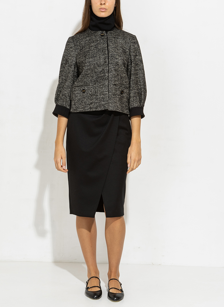Max Mara Gattini cropped jacket in chevron wool
