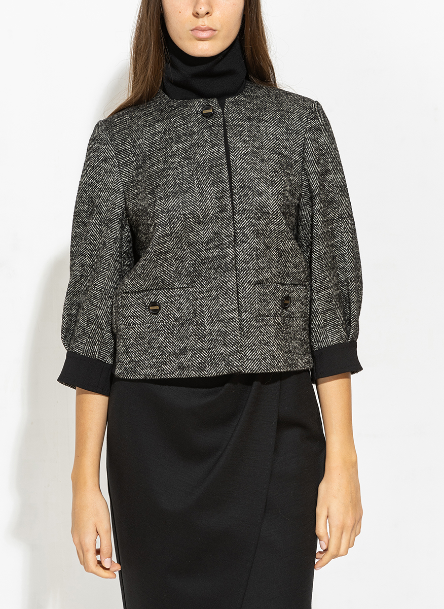 Max Mara Gattini cropped jacket in chevron wool