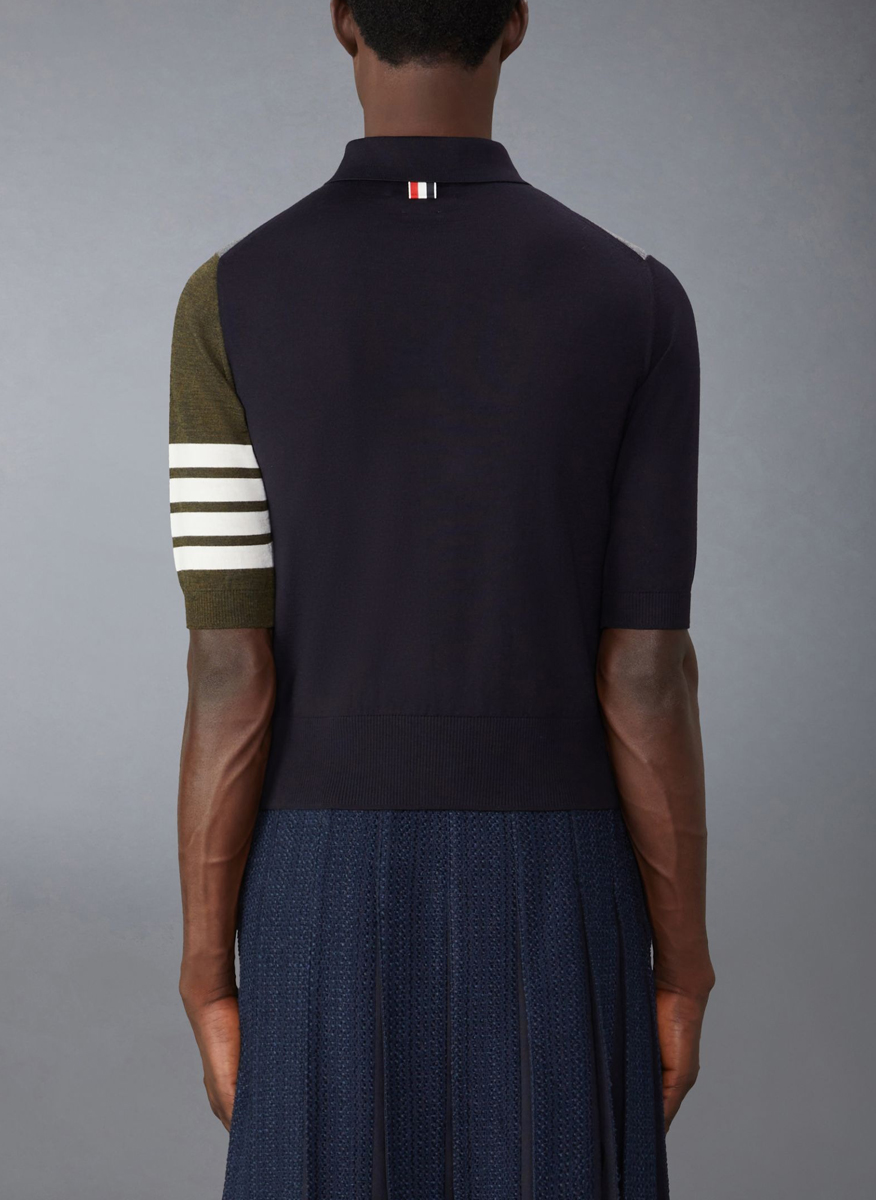 Полошърт от вълна с '4-bar' детайл Thom Browne