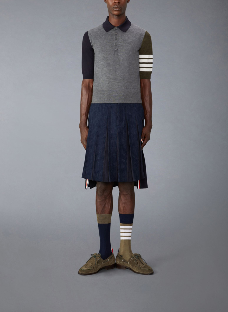 Полошърт от вълна с '4-bar' детайл Thom Browne