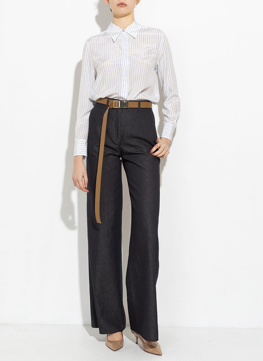 Риза от коприна с фино райе Max Mara Studio Lama
