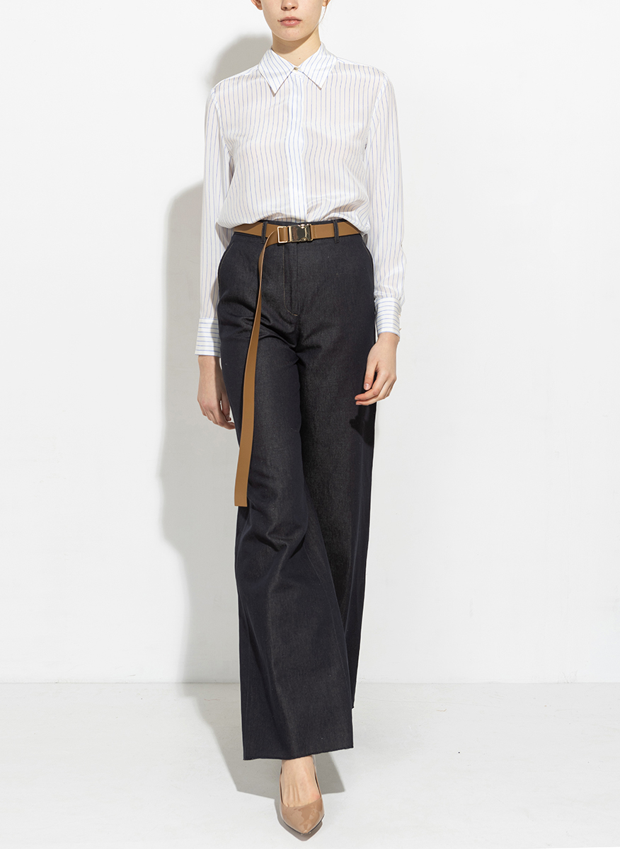 Риза от коприна с фино райе Max Mara Studio Lama