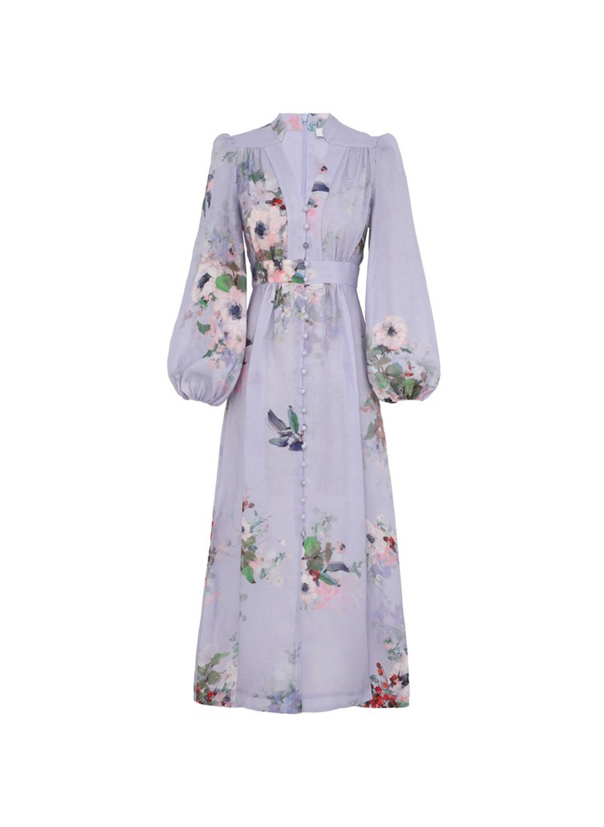 Zimmermann linen dress with 'Everley Plunge' print