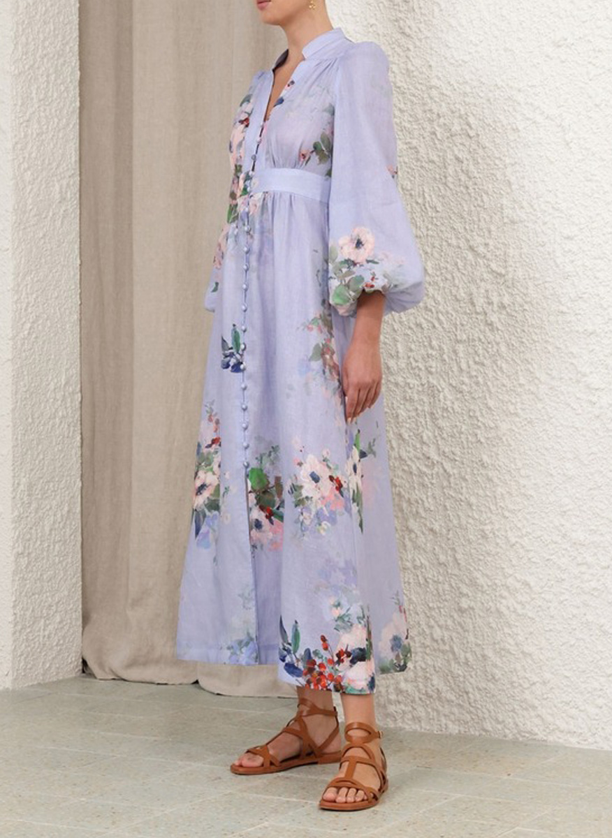 Zimmermann linen dress with 'Everley Plunge' print