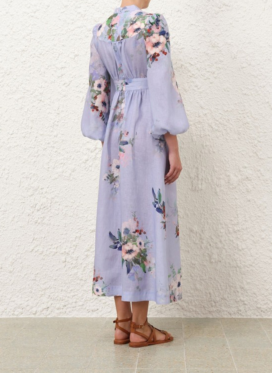 Zimmermann linen dress with 'Everley Plunge' print