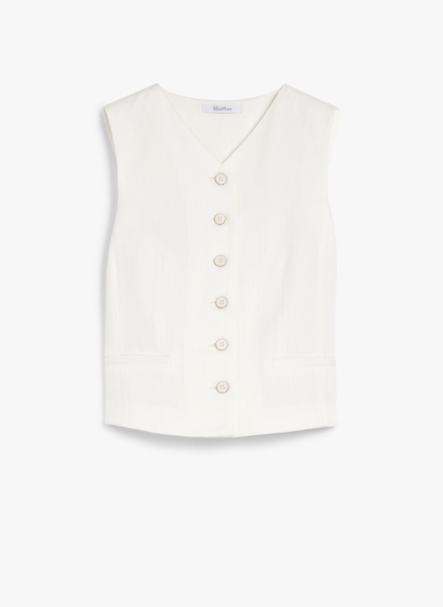 Max Mara Mirella waistcoat in pinstriped jacquard