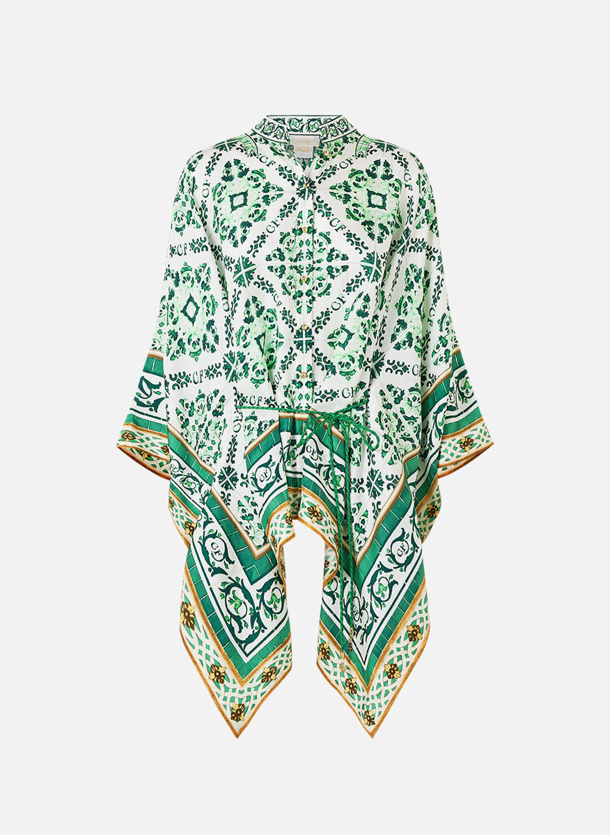 Camilla scarf blouse with print 'Corridor of calm' 