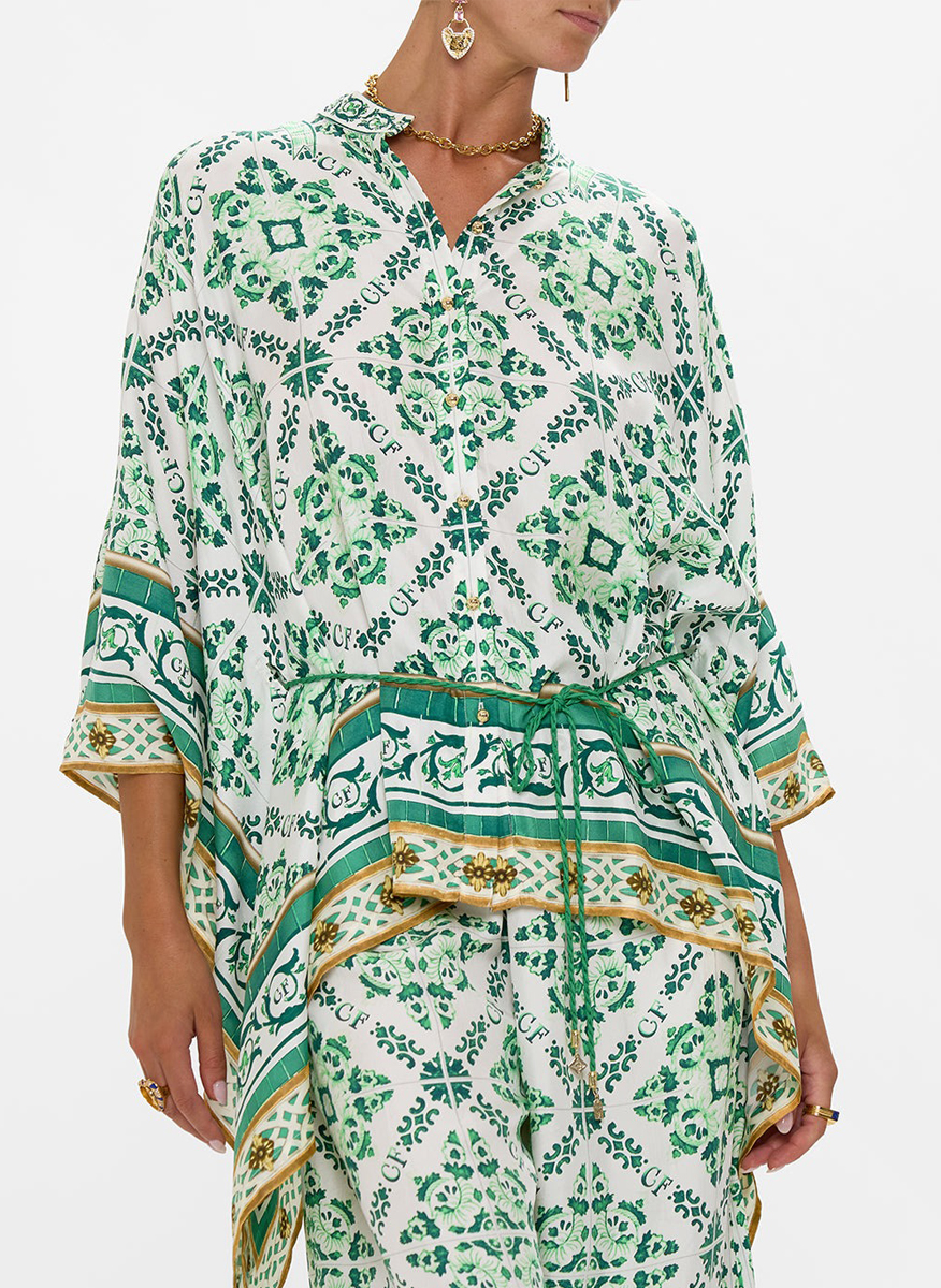 Camilla scarf blouse with print 'Corridor of calm' 