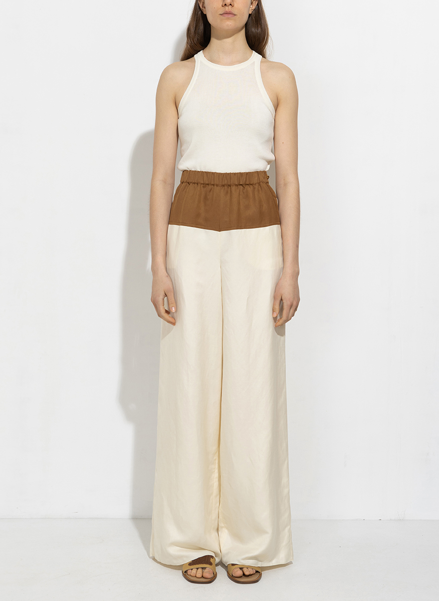 Панталон от лен с контрастен мотив Max Mara Gestro
