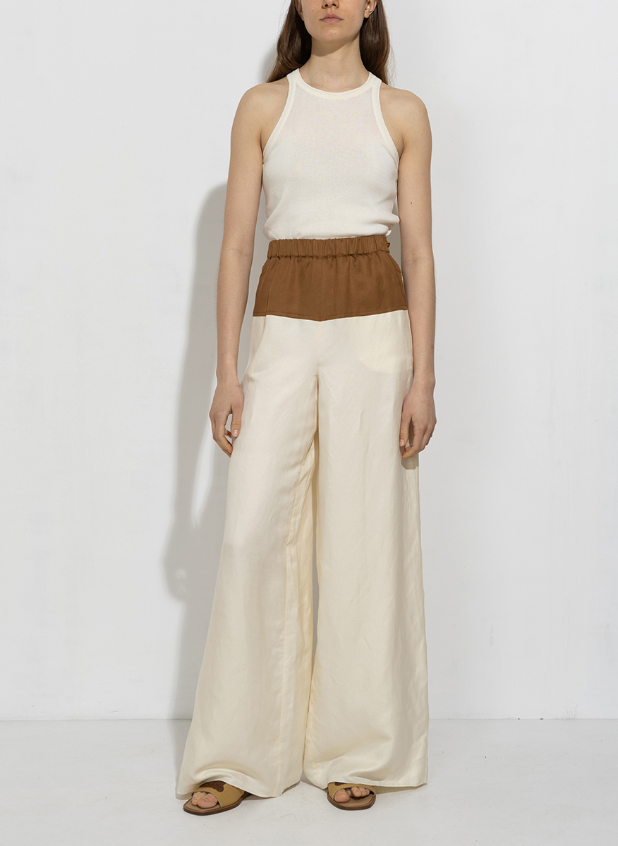 Панталон от лен с контрастен мотив Max Mara Gestro