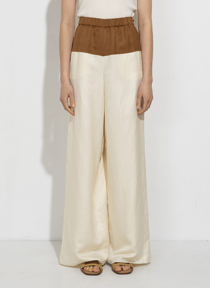 Панталон от лен с контрастен мотив Max Mara Gestro