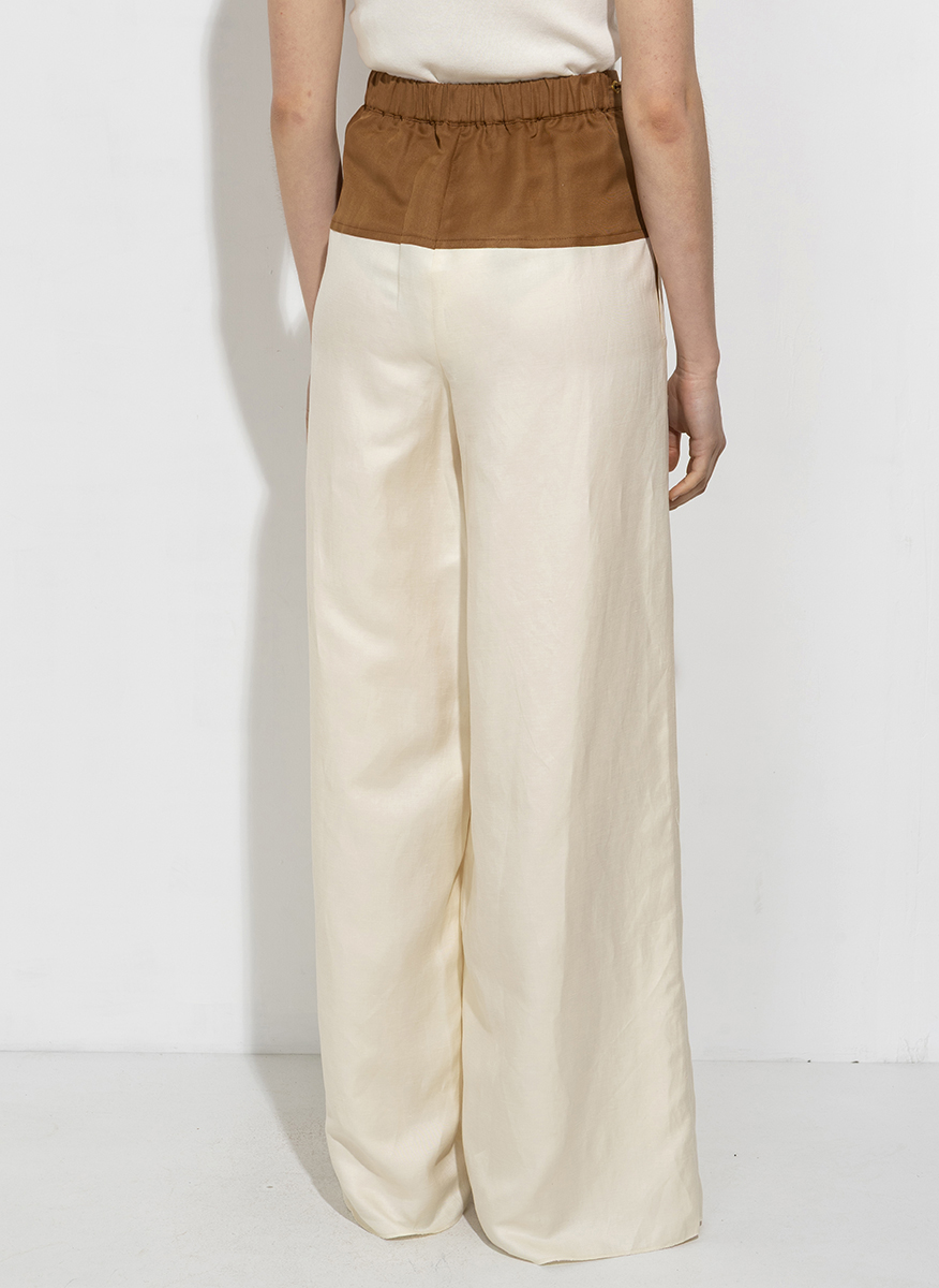 Панталон от лен с контрастен мотив Max Mara Gestro