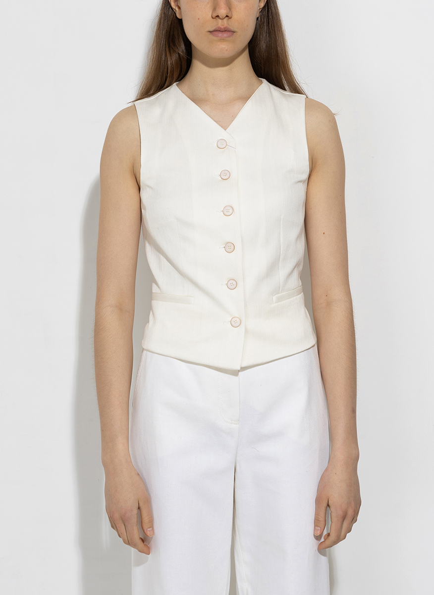 Max Mara Mirella waistcoat in pinstriped jacquard