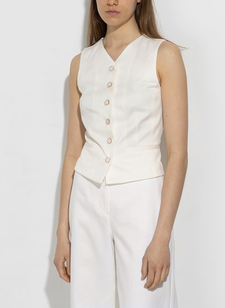 Max Mara Mirella waistcoat in pinstriped jacquard