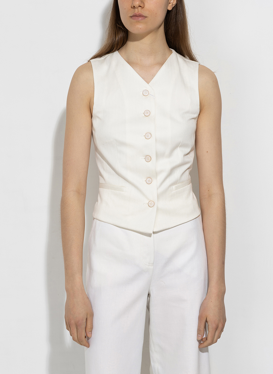 Max Mara Mirella waistcoat in pinstriped jacquard
