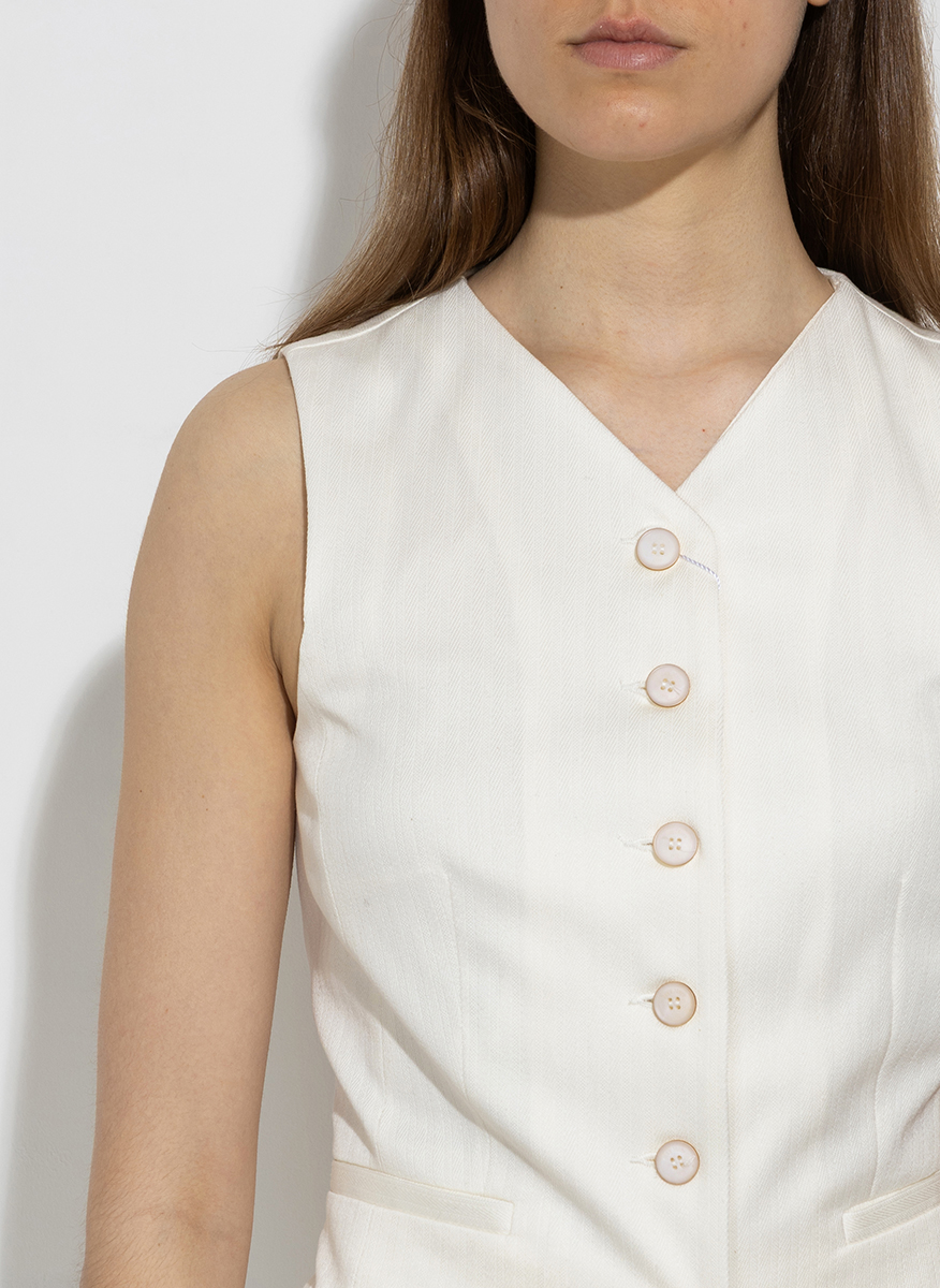 Max Mara Mirella waistcoat in pinstriped jacquard