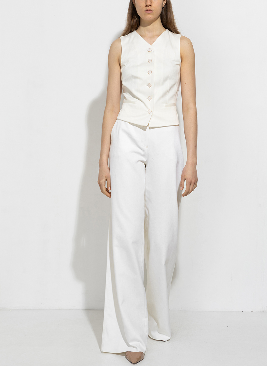 Max Mara Mirella waistcoat in pinstriped jacquard