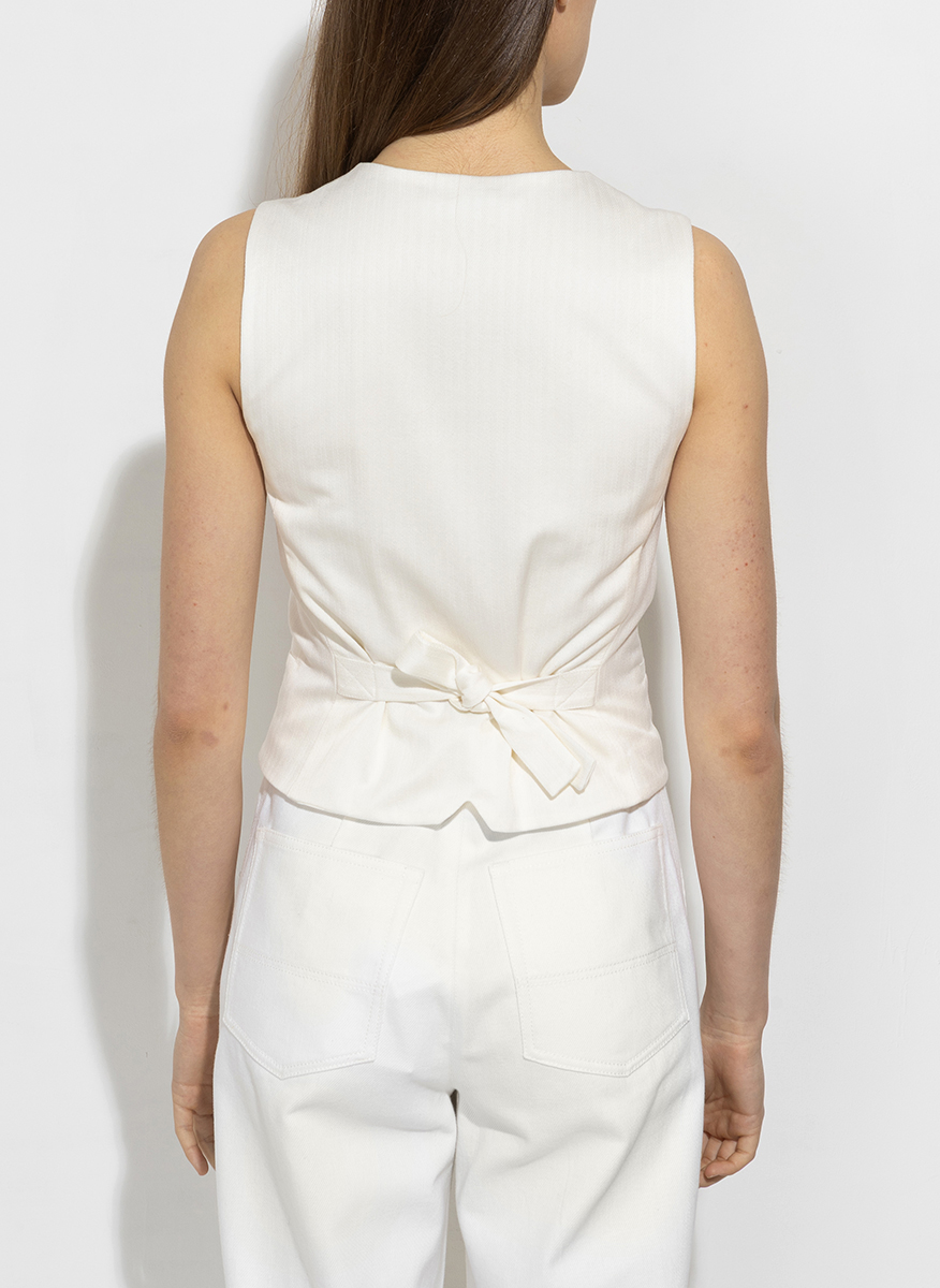 Max Mara Mirella waistcoat in pinstriped jacquard