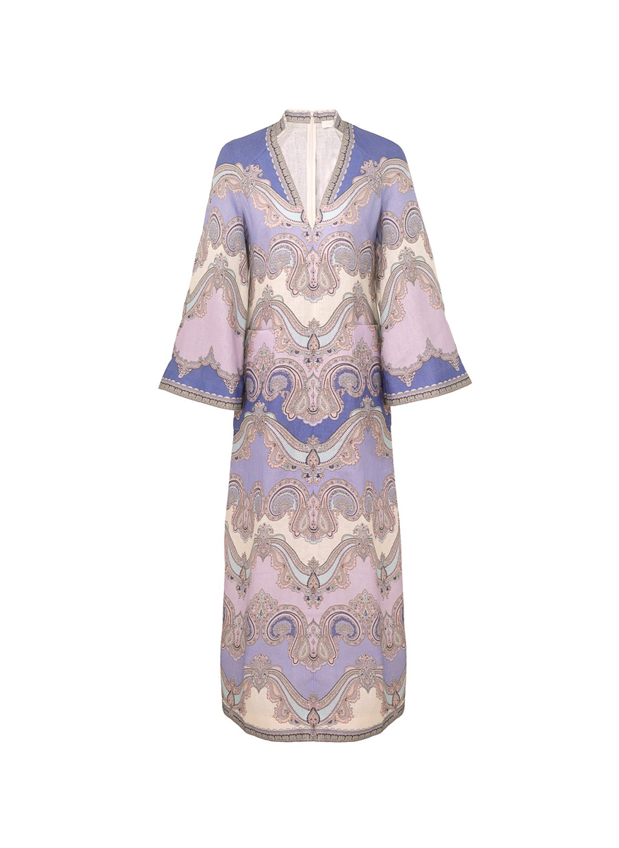 Zimmermann maxi linen dress with print 