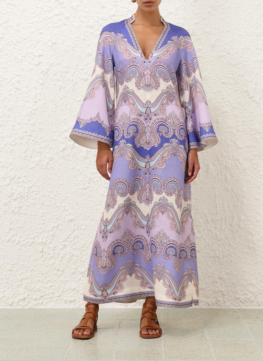 Zimmermann maxi linen dress with print 