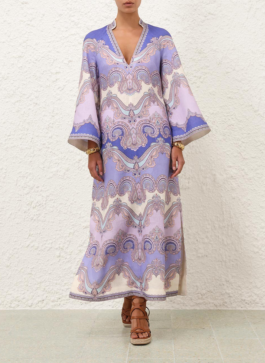 Zimmermann maxi linen dress with print 