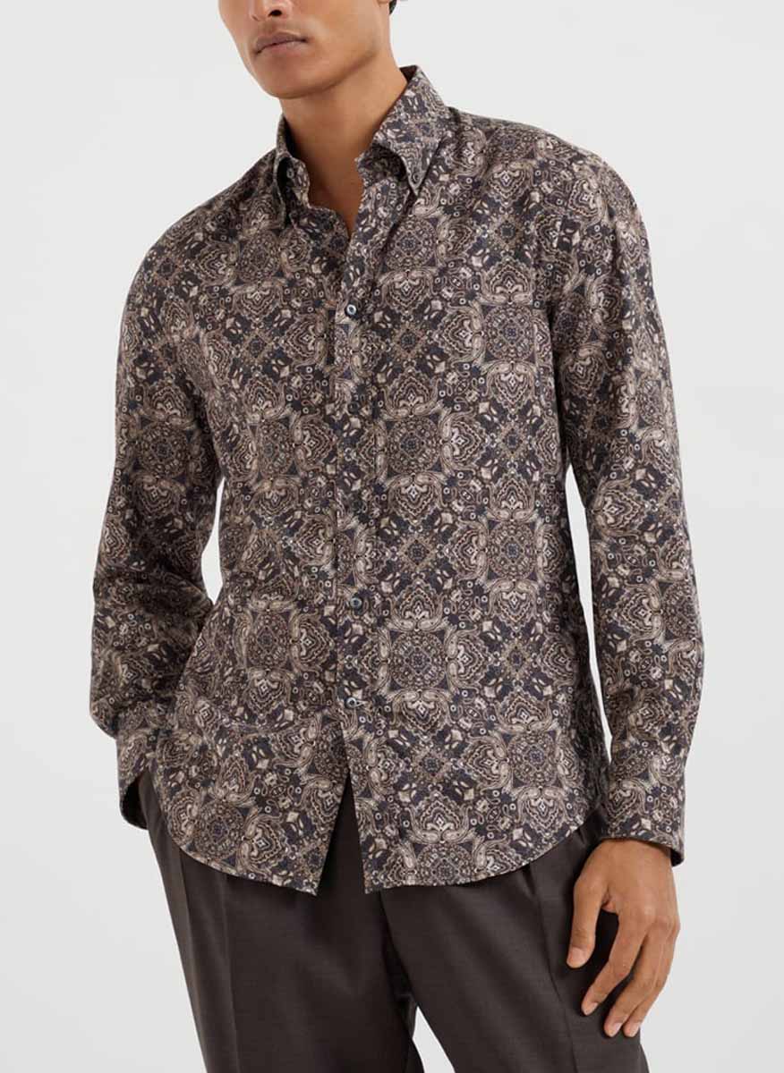 Риза с принт 'Paisley' Brunello Cucinelli