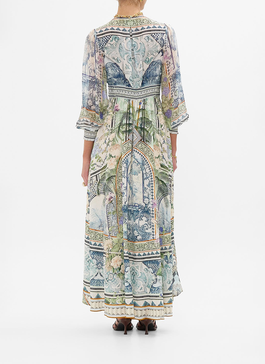 Camilla silk dress with print 'Jardim party'  