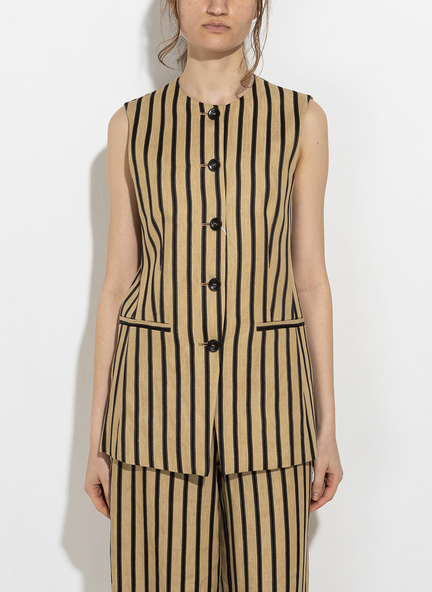 Max Mara Rodeo striped waistcoat in linen