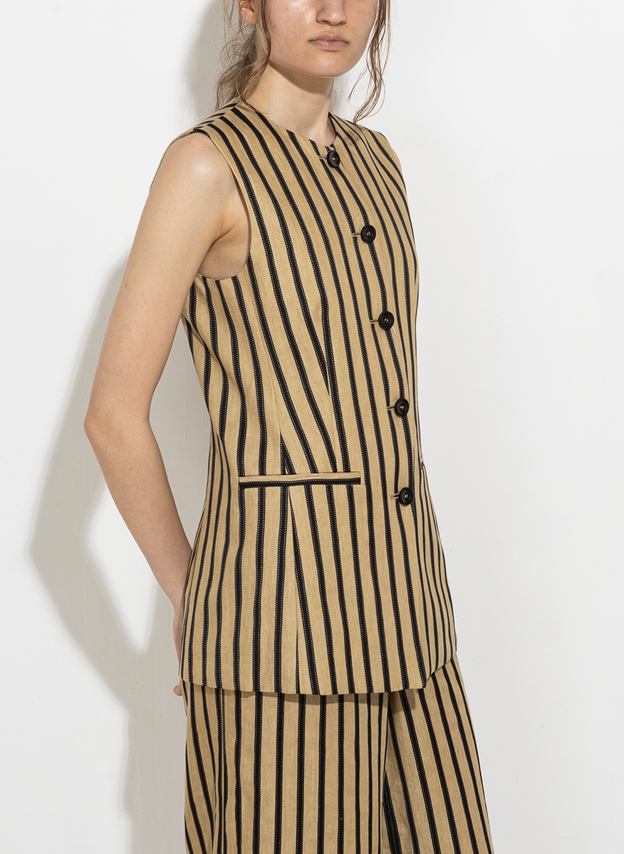Max Mara Rodeo striped waistcoat in linen