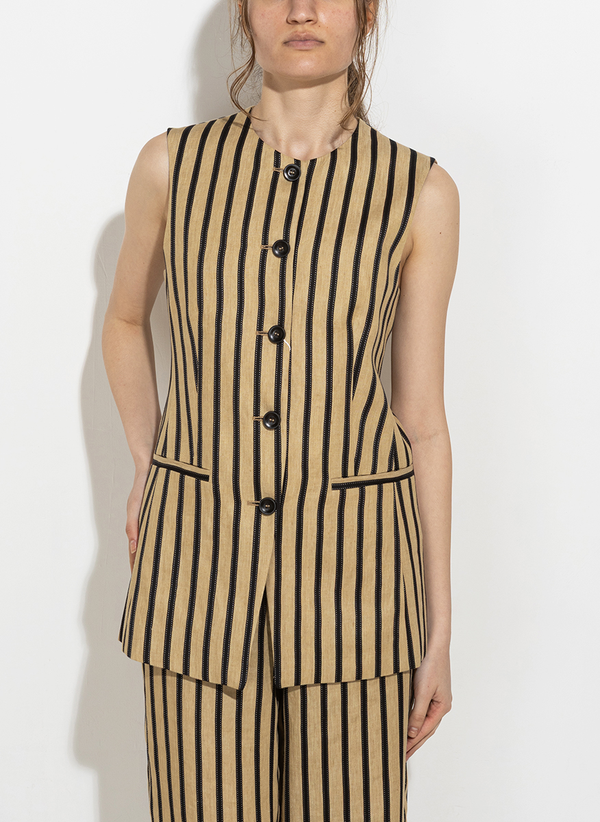 Max Mara Rodeo striped waistcoat in linen